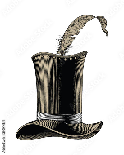 Vintage fashion hat hand drawn engraving illustration
