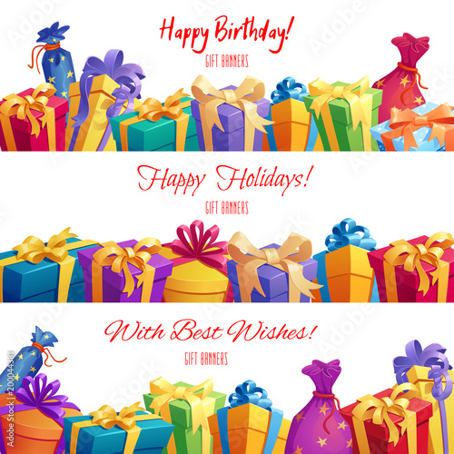 Gift box and present packaging banner border