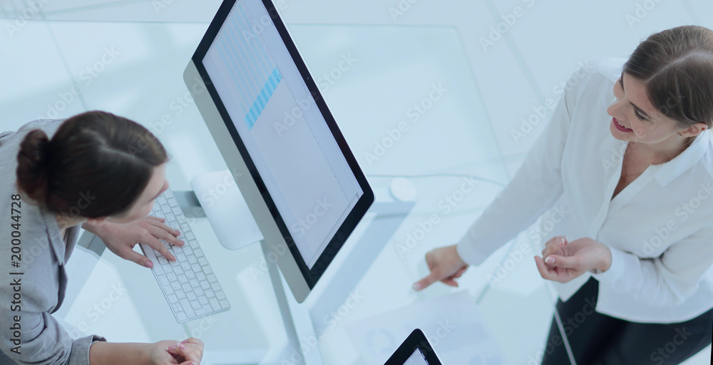 view from the top. business team working with financial data. view from the top. business team working with financial data.