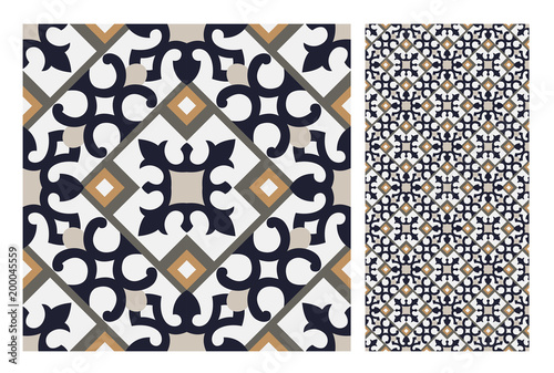 vintage tiles patterns antique seamless design in Vector illustration
