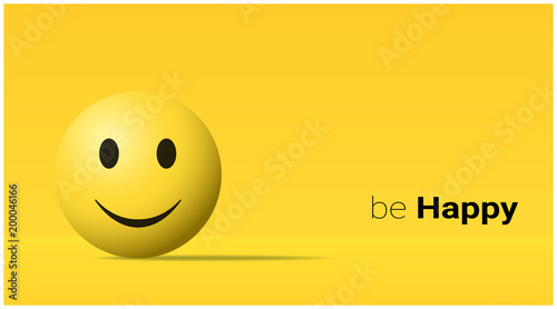 Emotional background with happy yellow face emoji , vector , illustration