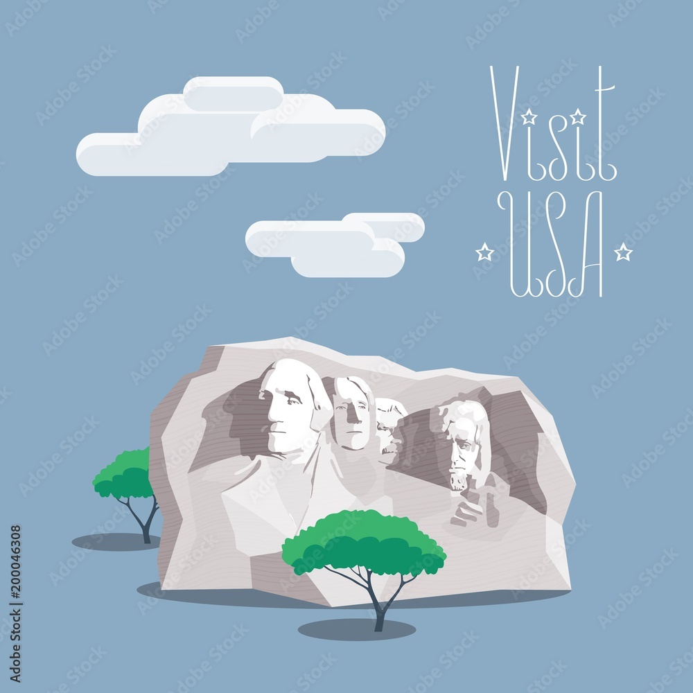 USA Rushmore mountain vector illustration - obrazy, fototapety, plakaty 