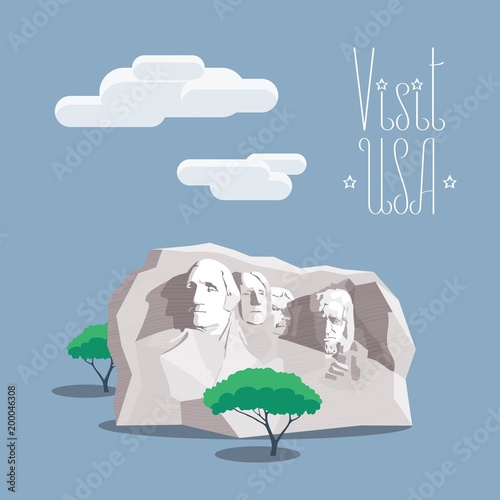 USA Rushmore mountain vector illustration