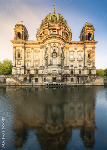 Berlin Cathedral view via the river at morning