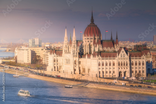Parliament building and river Danube of Budapest