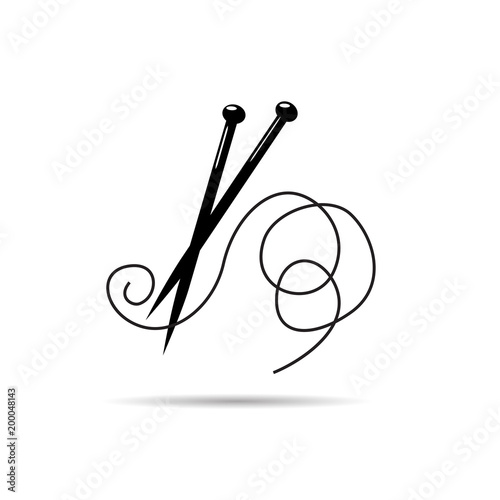 Vector sign ball of yarn, knitting tools. Fashion concept