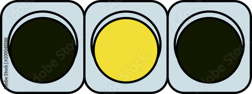 Flat square traffic light,yellow