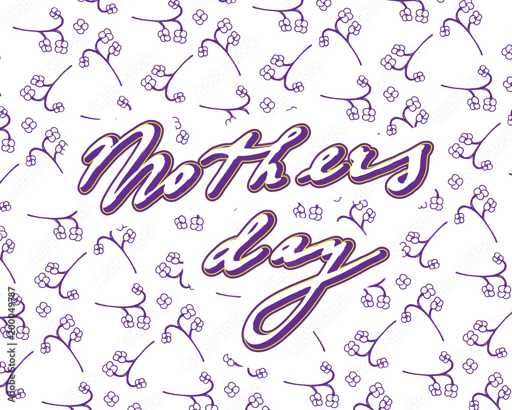 Doodle greeting card on mother's day, with flowers and handwritten text - vector Doodle greeting card on mother's day, with flowers and handwritten text - vector
