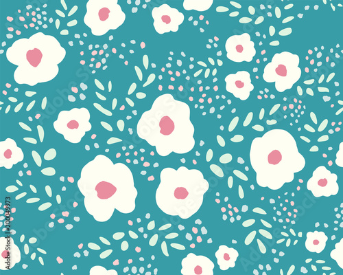 Flower Pattern. Floral Background. Vector.
