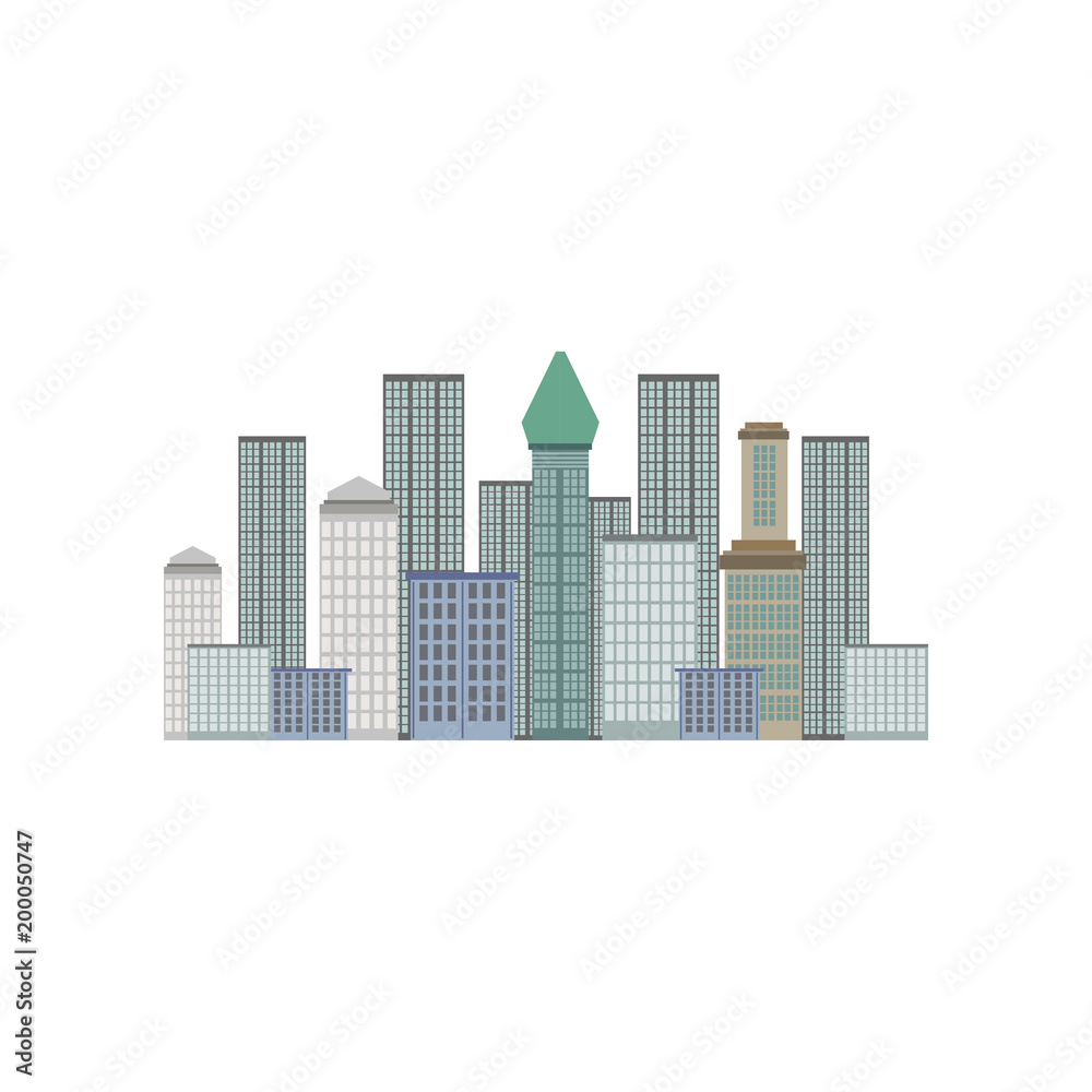 Skyscrapers, New York City, Manhattan downtown vector Illustration on a white background