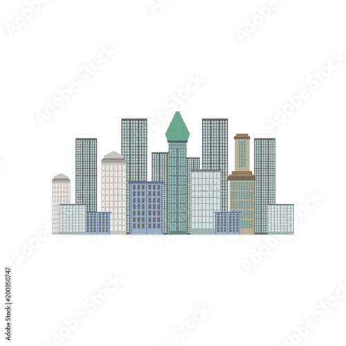 Skyscrapers  New York City  Manhattan downtown vector Illustration on a white background