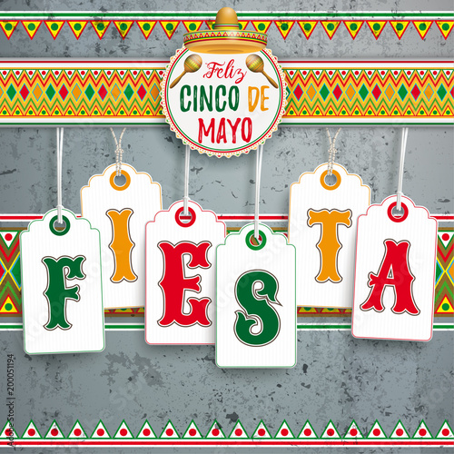 Cinco De Mayo Emblem Concrete Fiesta photo