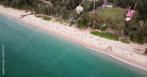 Flying over the tropical beach