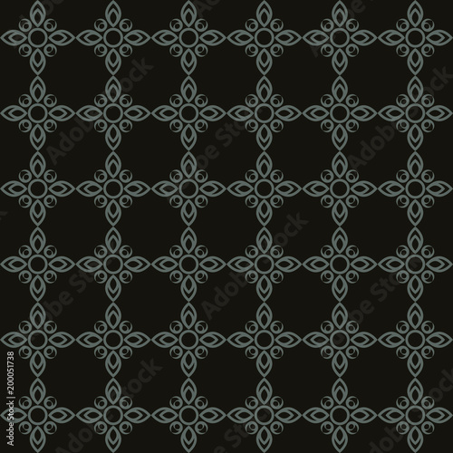 monochrome seamless pattern with black background