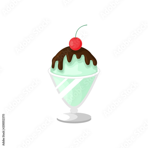 Green Tea Sundae Ice Cream Illustration