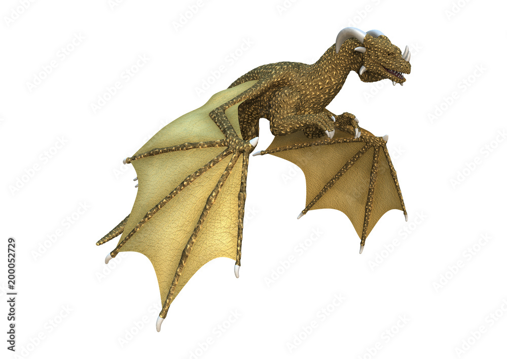 Fototapeta premium 3D Rendering Fairy Tale Dragon on White