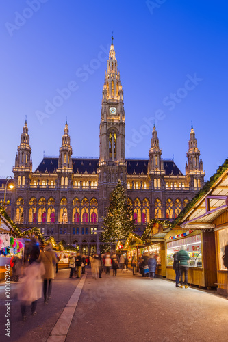 Christmas Market near City Hall in Vienna Austria