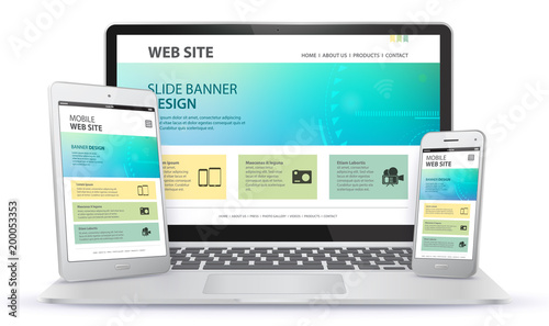 Responsive Web Site Design With Laptop, Tablet Computer and Mobile Phone Screen