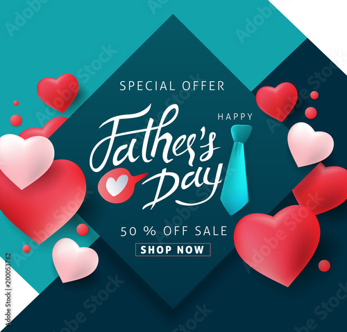Happy Father’s Day Calligraphy greeting card background. Vector illustration.