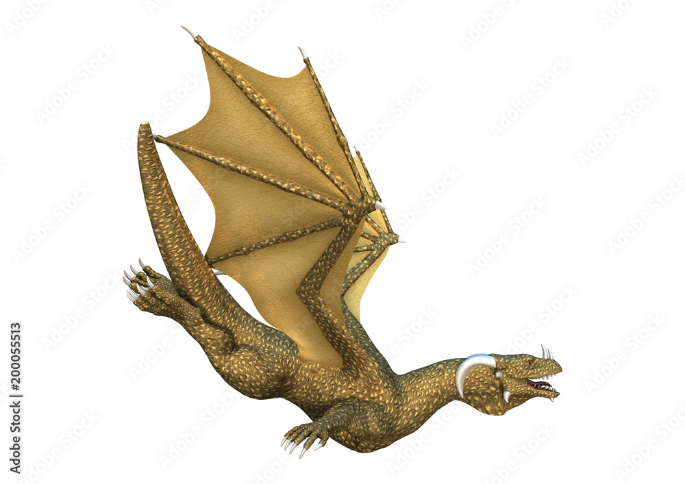 Obraz premium 3D Rendering Fairy Tale Dragon na białym tle