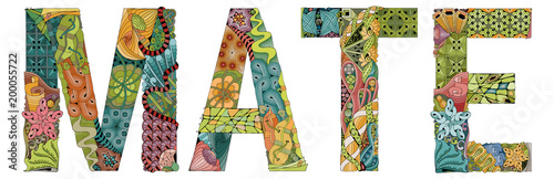 Word MATE. Vector decorative zentangle object