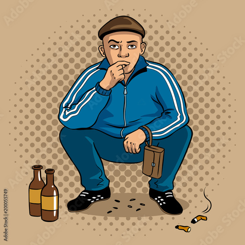 Gopnik hooligan man pop art vector illustration photo