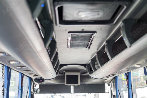 roof of the touristic bus, inside the bus