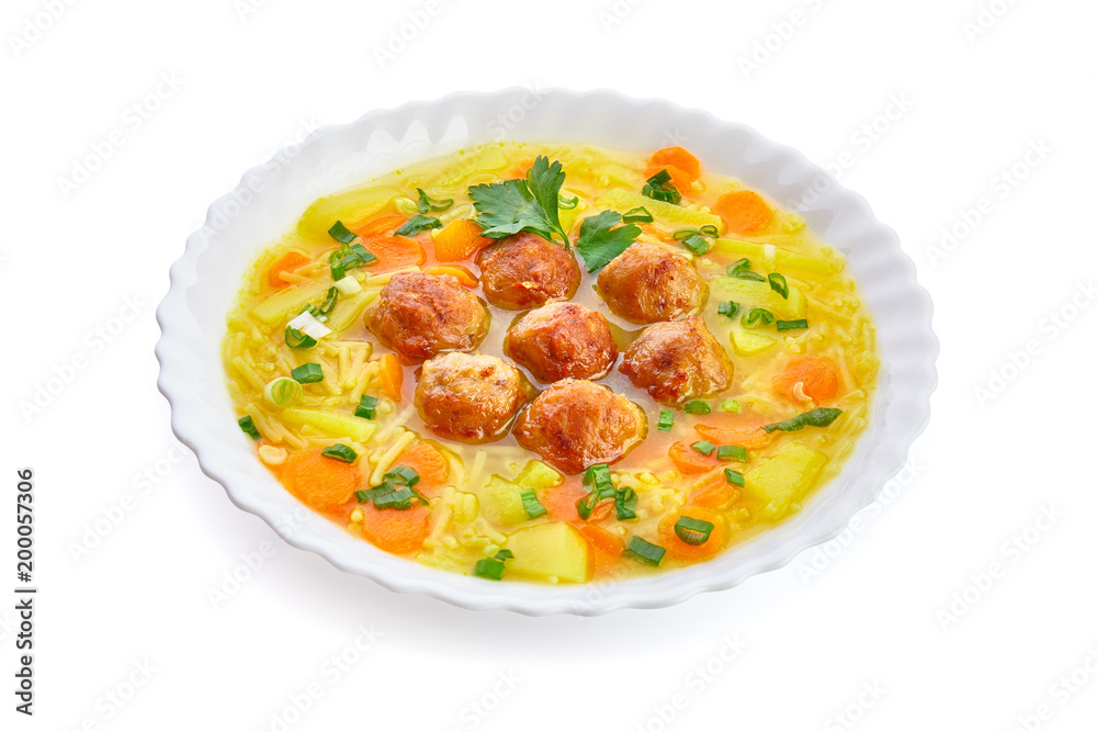 Meatballs in the potato soup. Meatballs in the potato soup.