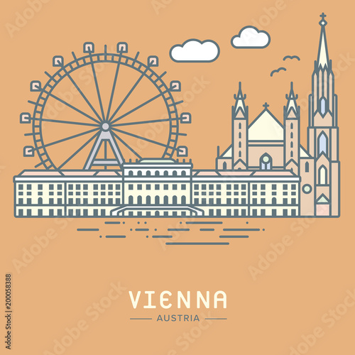Photography Vienna city landmarks vector illustration