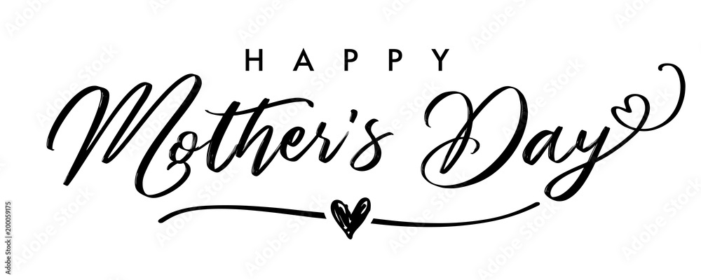 Fototapeta Happy Mother`s Day elegant calligraphy banner grey. Lettering vector text and heart in frame background for Mother's Day. Best mom ever greeting card