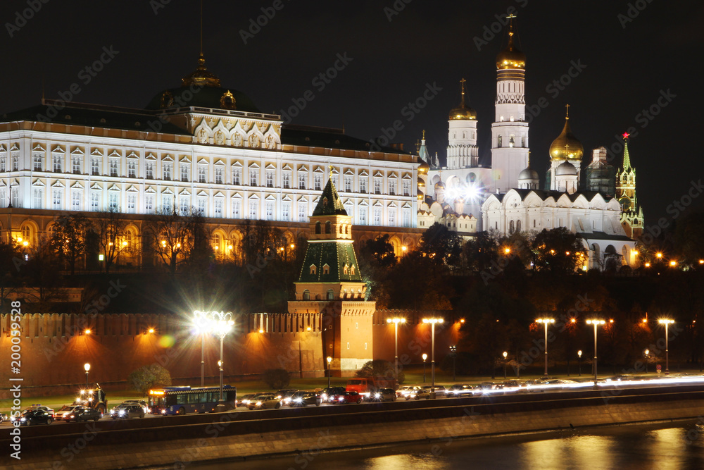 Moscow Kremlin panorama, view from Zaryadye park, Russia