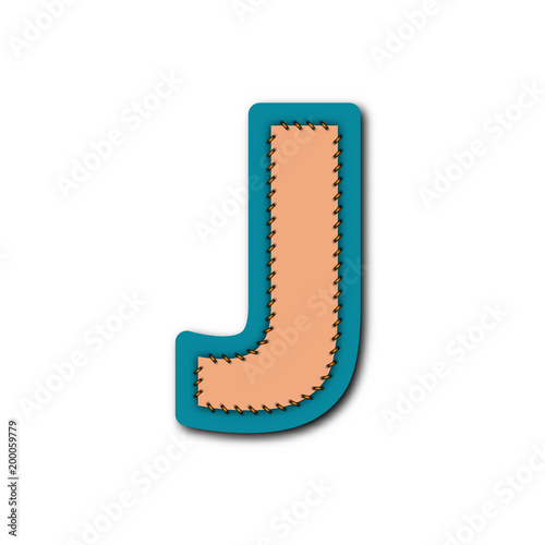 J character of alphabet in Embroidered patch work concept for vector graphic idea design