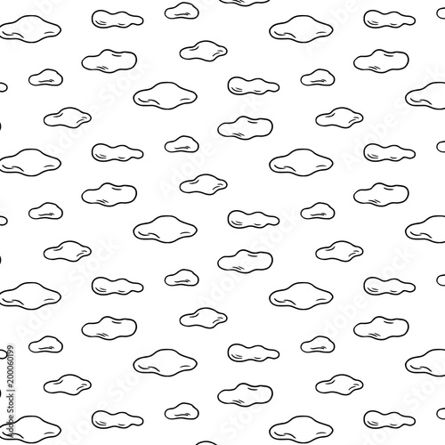 Hand drawn vector illustration of cloud pattern.Abstract doodle wallpaper.