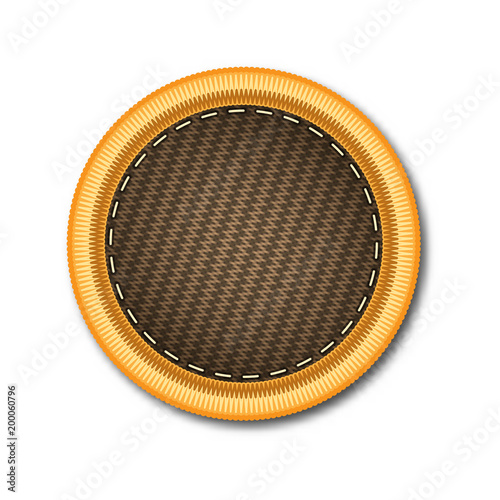 Blank brown circle of Embroidered patch work for vector graphic design concept idea
