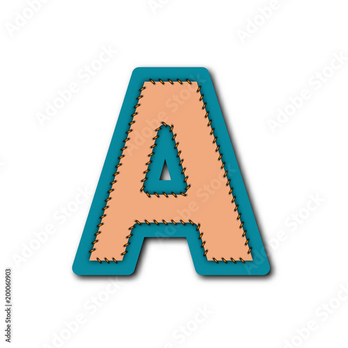 A charactor of alphabet in Embroidered patch work concept for vector graphic idea design