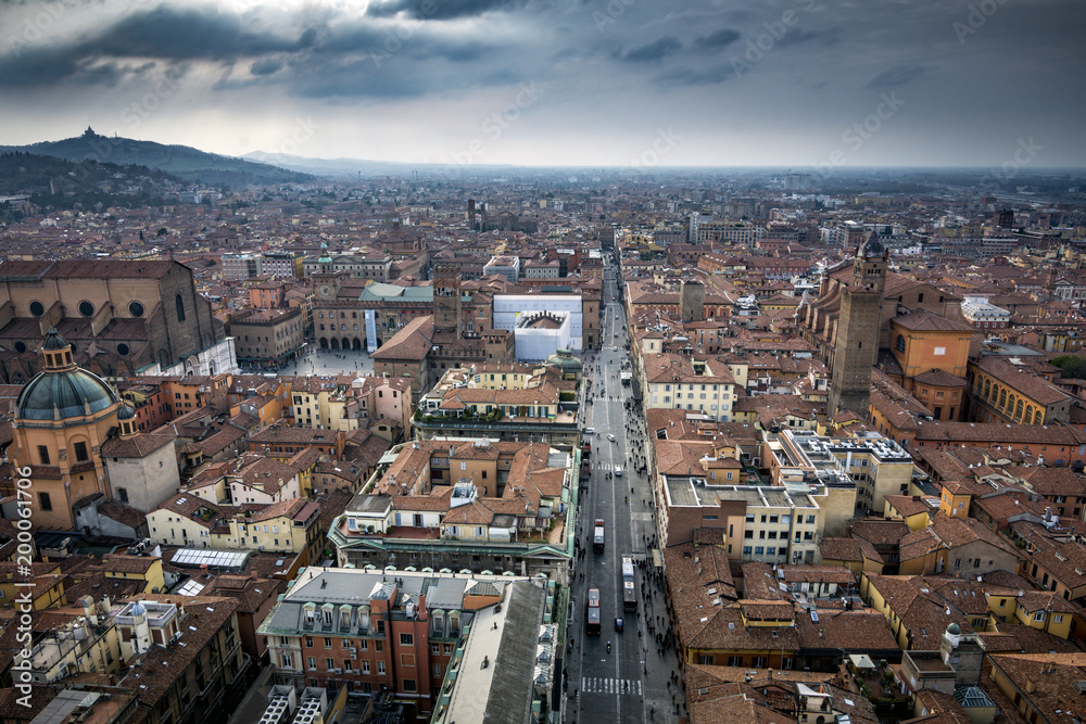 Overhead view of Bologna in Northern Italy
