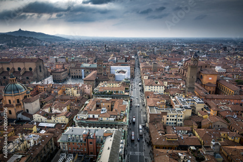 Overhead view of Bologna in Northern Italy 