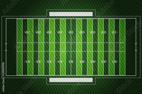 Realistic embroidered patch work texture of American football field element vector illustration design concept