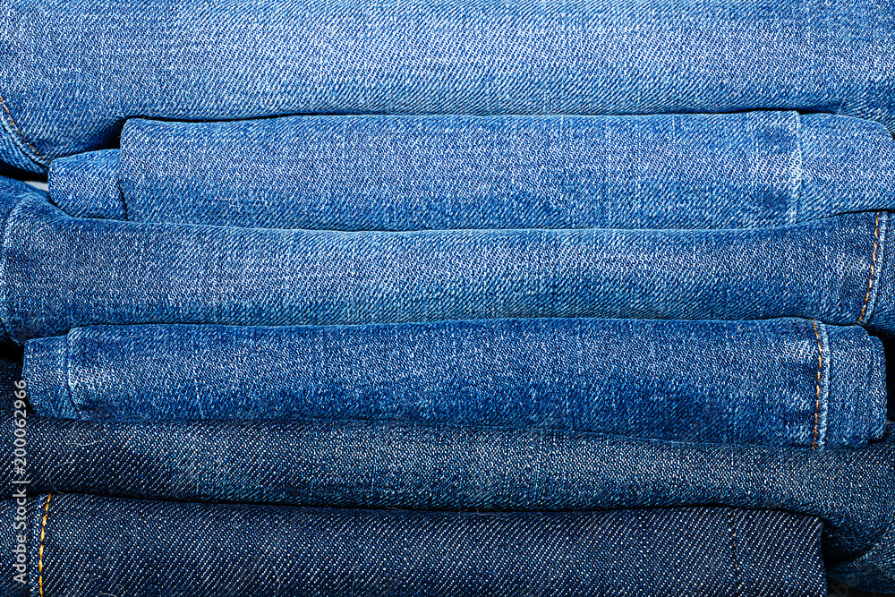 Jeans folded in the closet. Jeans folded in the closet.
