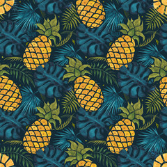 Keuken achterwand Ananas patronen Aquarel ananassen handgetekend patroon  © katyau