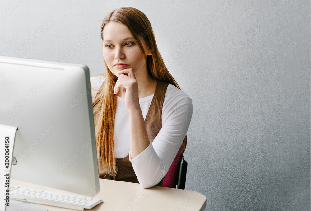 Beautiful woman work in office. Beautiful woman work in office.