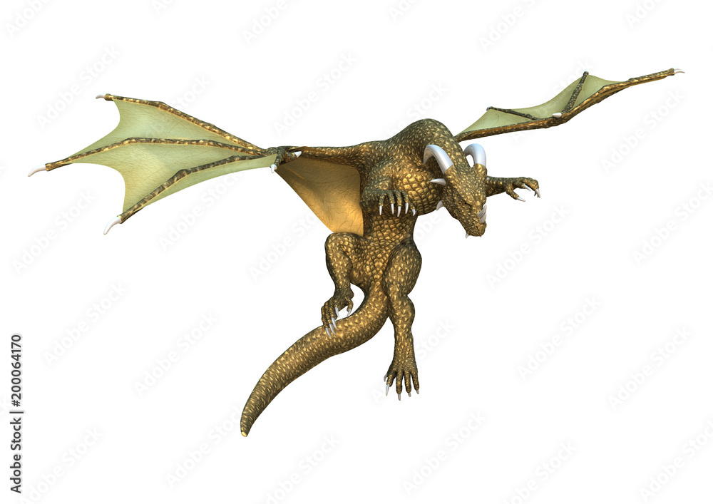 Fototapeta premium 3D Rendering Fairy Tale Dragon on White