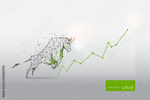 The particles, geometric art, line and dot of bull
