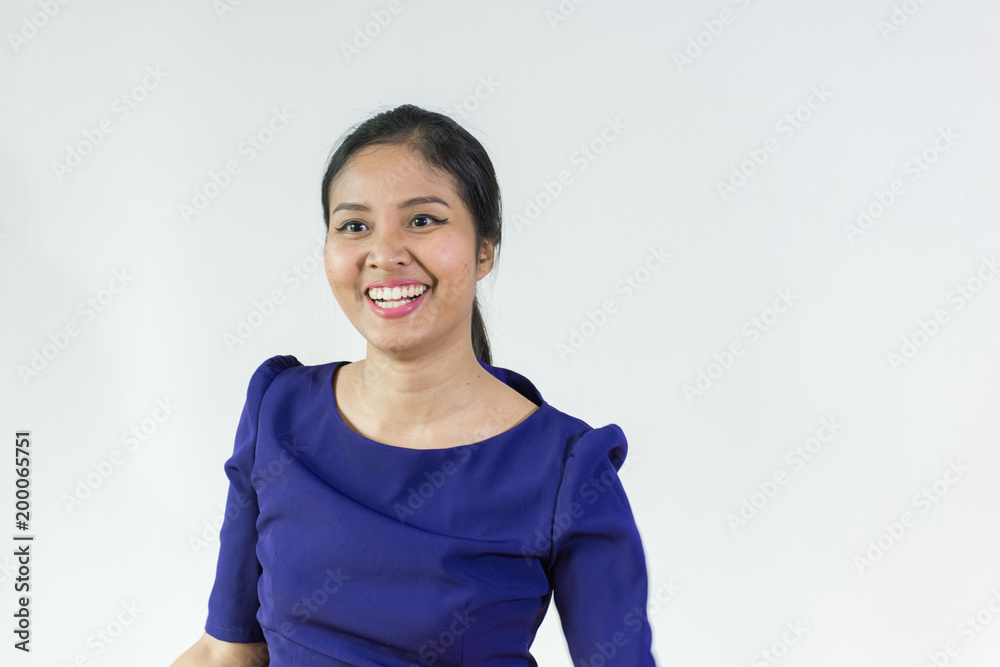 young asian woman with glad expression ,on white background young asian woman with glad expression ,on white background