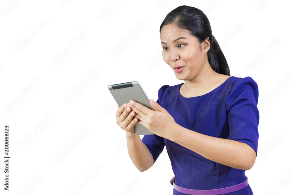 young asian woman with glad expression ,on white background young asian woman with glad expression ,on white background