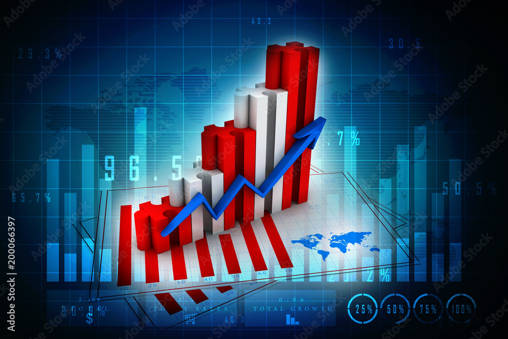 3d rendering Stock market online business concept. business Graph
