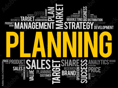 PLANNING word cloud collage, business concept background