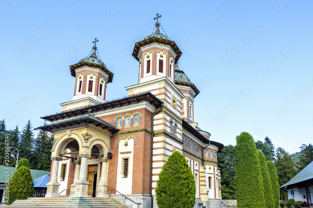 Daylight side view to Orthodox church of the Sinaia monastery