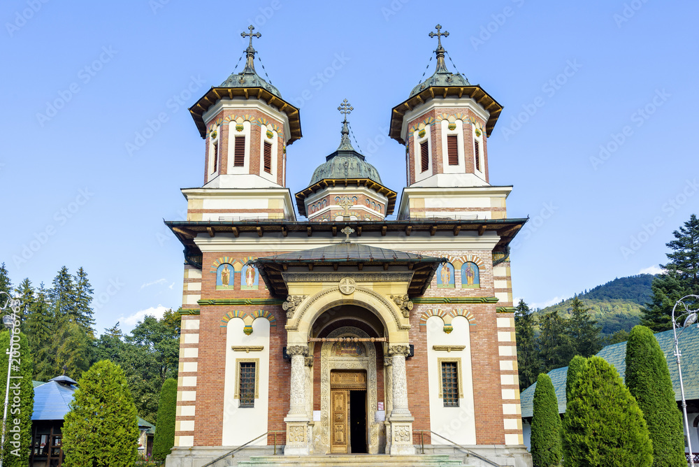 Daylight front view to Orthodox church of the Sinaia monastery