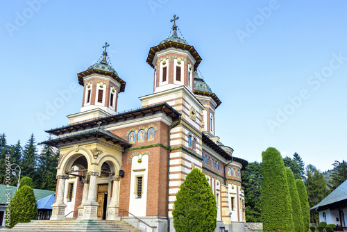 Daylight side view to Orthodox church of the Sinaia monastery © frimufilms